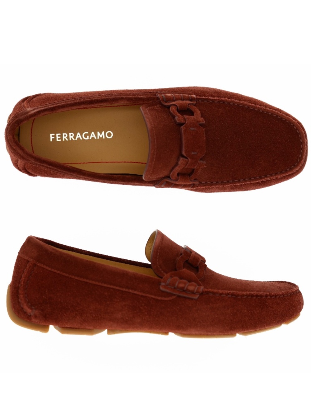 Salvatore Ferragamo Byte Loafers Burgundy Suede Leather Size 11 US New